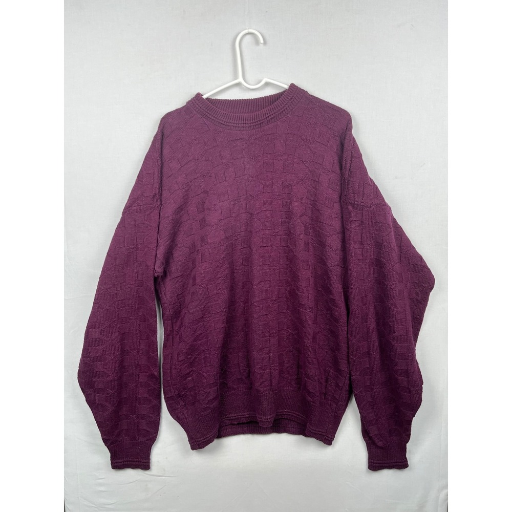Unbranded Cotton Textured Knit Sweater Mens XL Tall Purple Made in USA